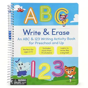 Write & Erase ABC & 123 – Wipe-Clean Writing & Tracing Workbook for Preschool Kids Spiral-bound