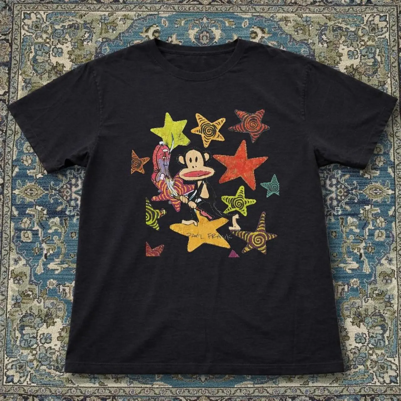 Paul Frank black t-shirt with colorful stars
