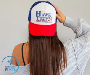 Hawk Tuah 24 Trucker Cap with Snap Back Closure