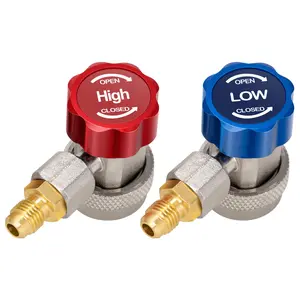 VIVOHOME AC R134a Refrigerant Quick Coupler Adapter Kit HVAC Adjustable High Low Connector Conversion with 1/4 Inch Male Flares for Auto Air Condition Manifold Gauge Hose