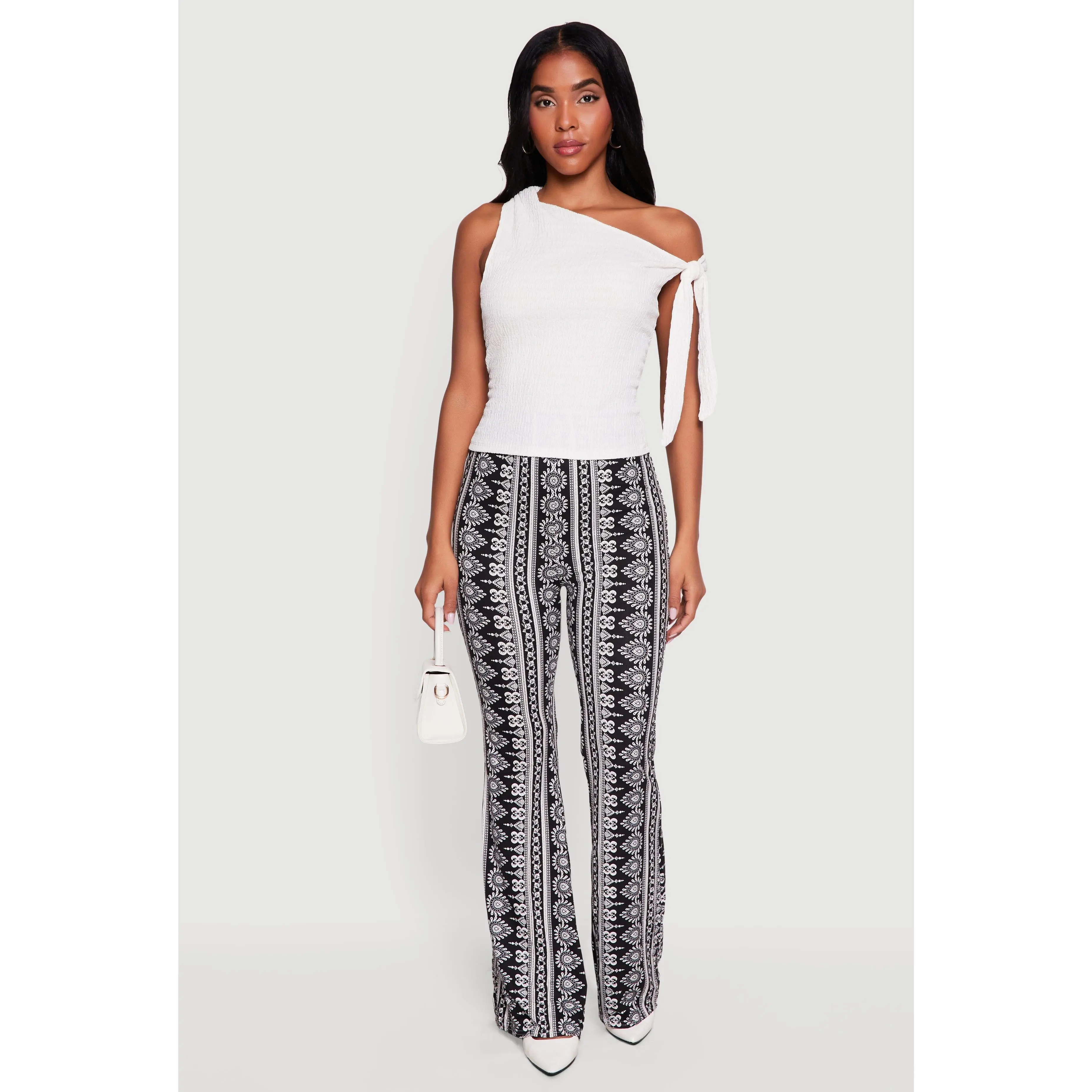 High Waisted Printed Pattern Flared Leggings