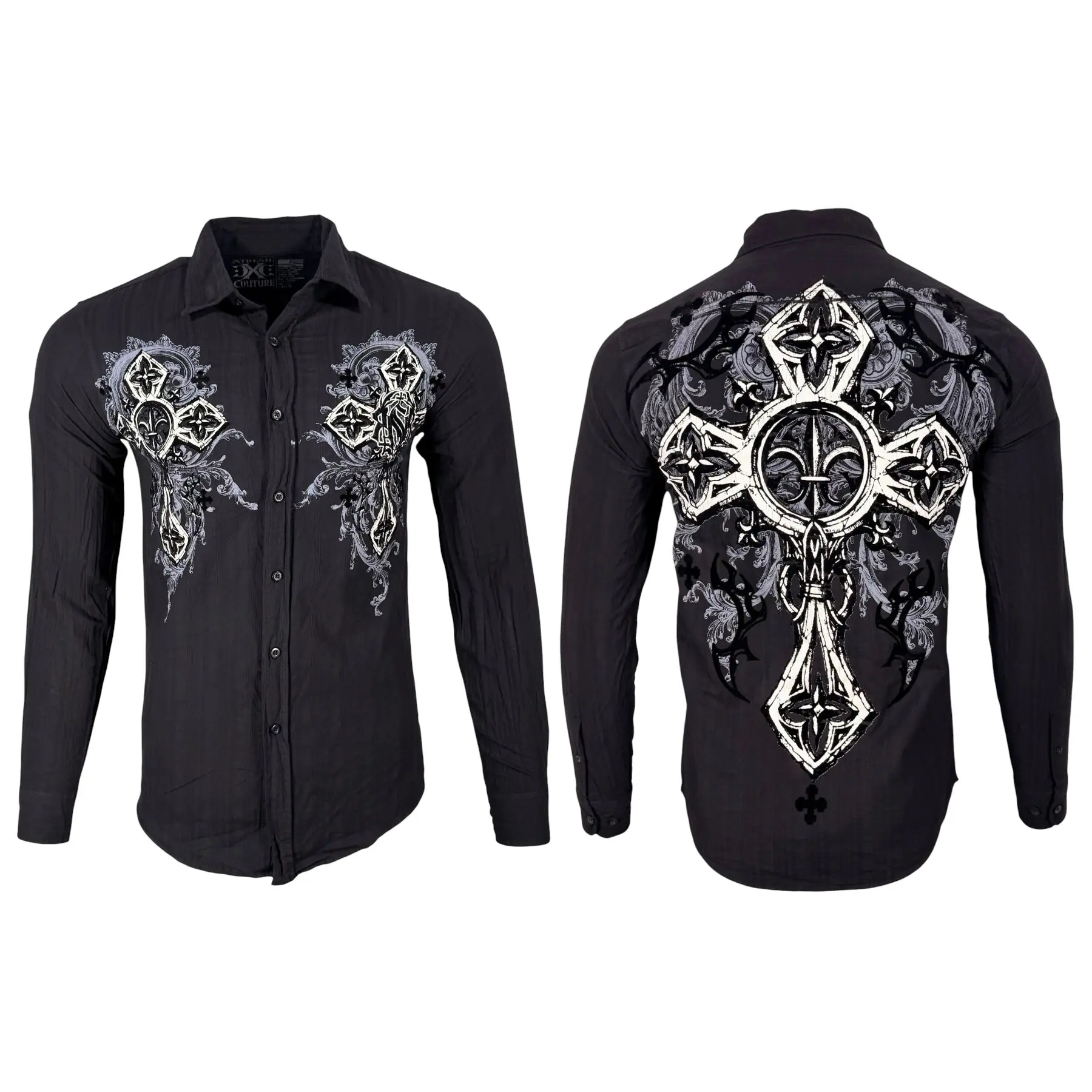 Xtreme Couture by Affliction Menswear Men's Casual Cotton Long-Sleeve Button-Down Shirt, Plain, Longsleeves, Shirts