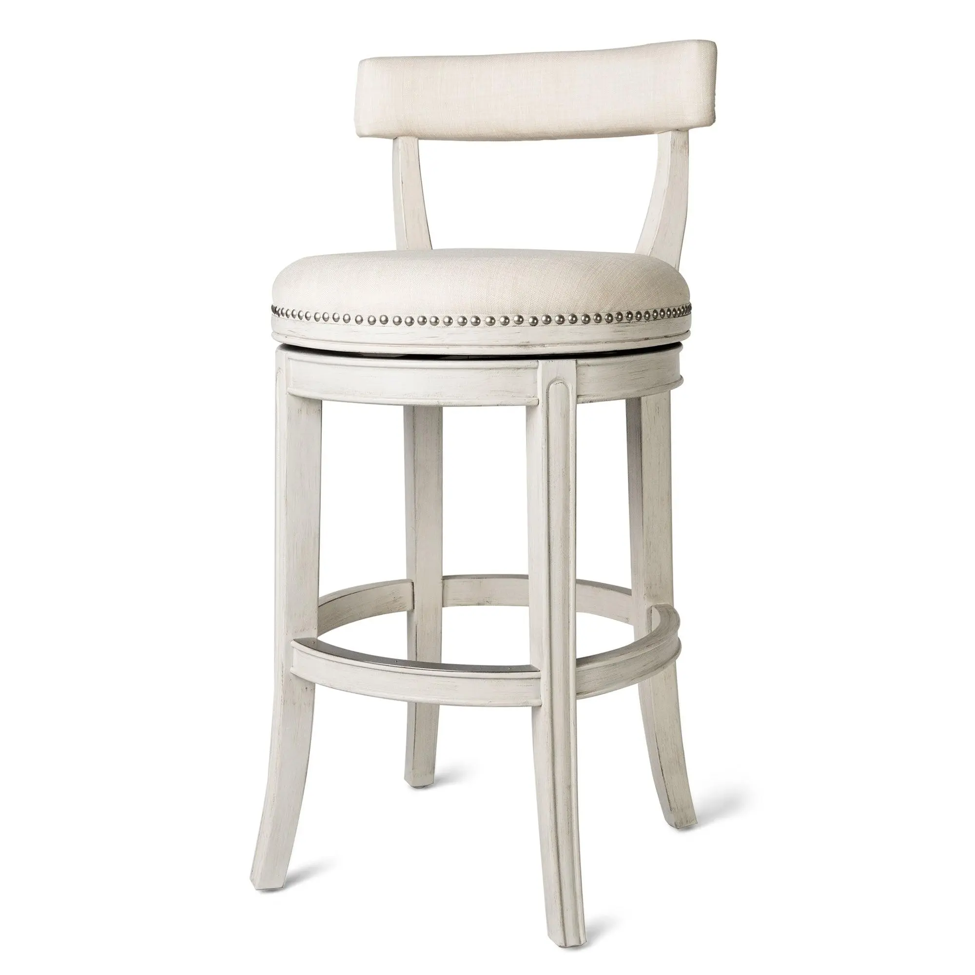 Maven Lane Alexander Low-Back Kitchen Swivel Stool, White Oak, Bar Height