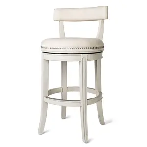 Maven Lane Alexander Low-Back Kitchen Swivel Stool, White Oak, Bar Height