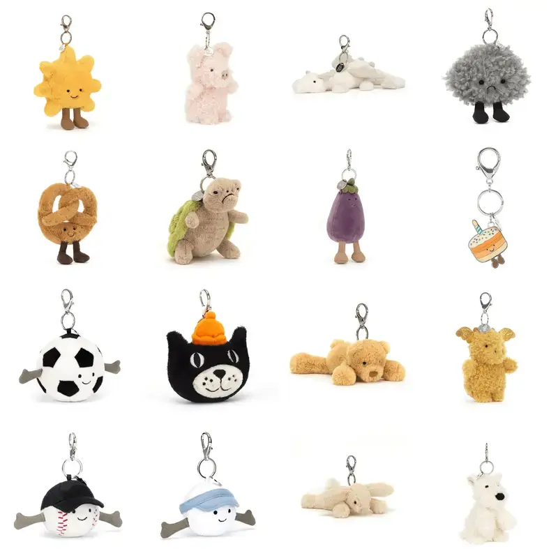 Jellycat Plush Bag Charm – Cute Mini Stuffed Animal Keyring, Soft Bag Charm, Birthday Gift for Kids & Collectors Bag Decor Bag Pendant Keychain sohochic