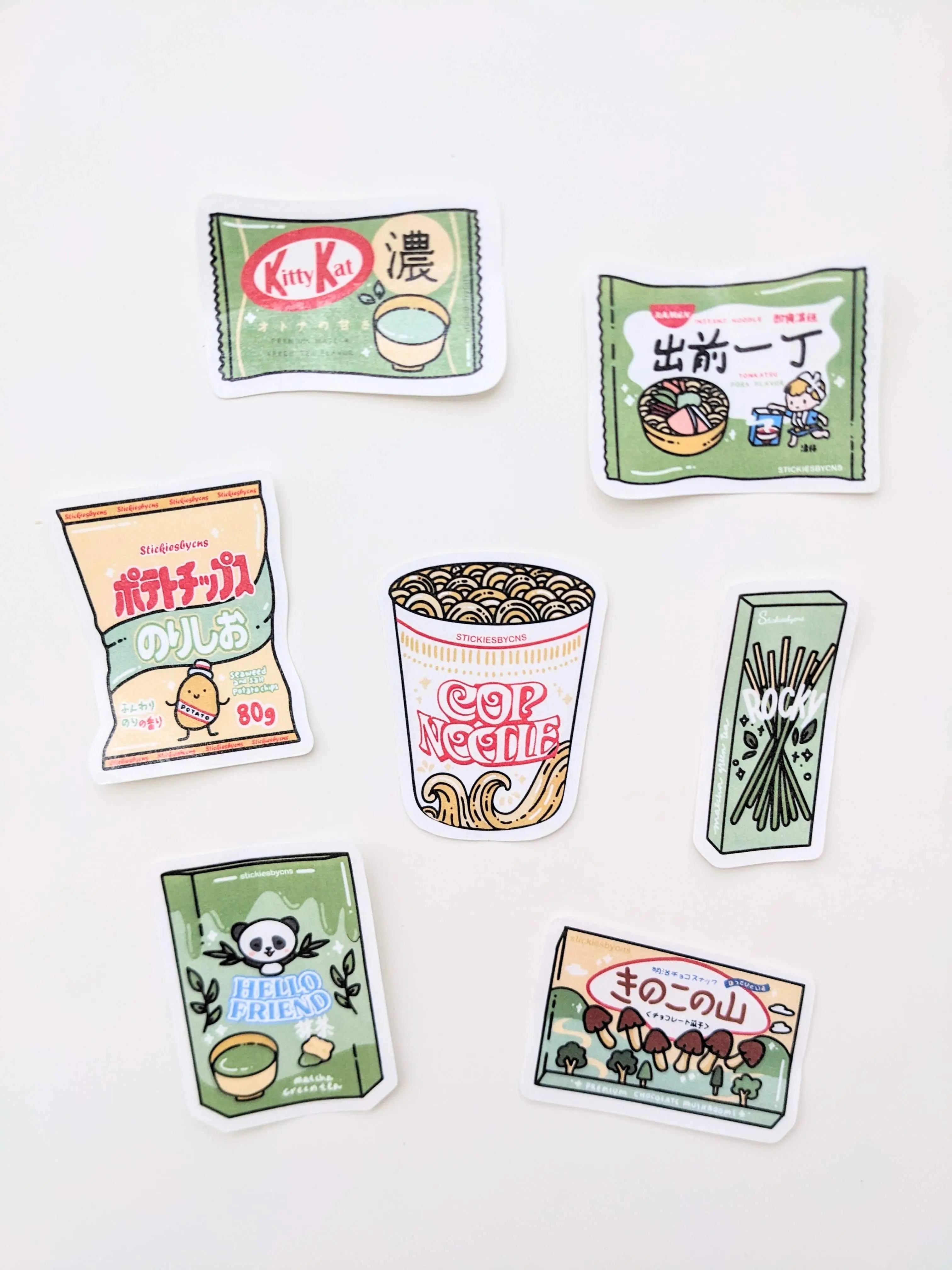7 Pack Japanese Snack Sticker Collection | Japanese Snacks, Japanese Food, Asian Food, Hand Drawn Planner Stickers, Bullet Journal Stickers