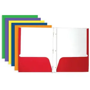 212 MAIN Assorted Color 2-Pocket Portfolios with 3-Prong Fastener, File Folder, Document Organizer, Pack of 100