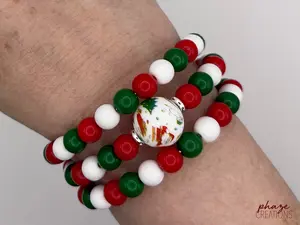 Christmas 3-Layer Memory Wire Coil-On Bracelet