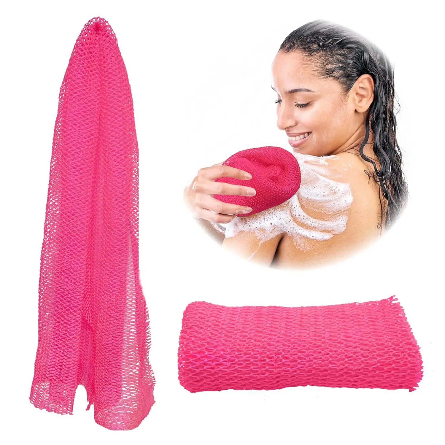 African Net Bath Sponge - Exfoliating Shower Loofah Whole Body Scrubber, Single Item Travel Size Bath Accessory for Adult Daily Care