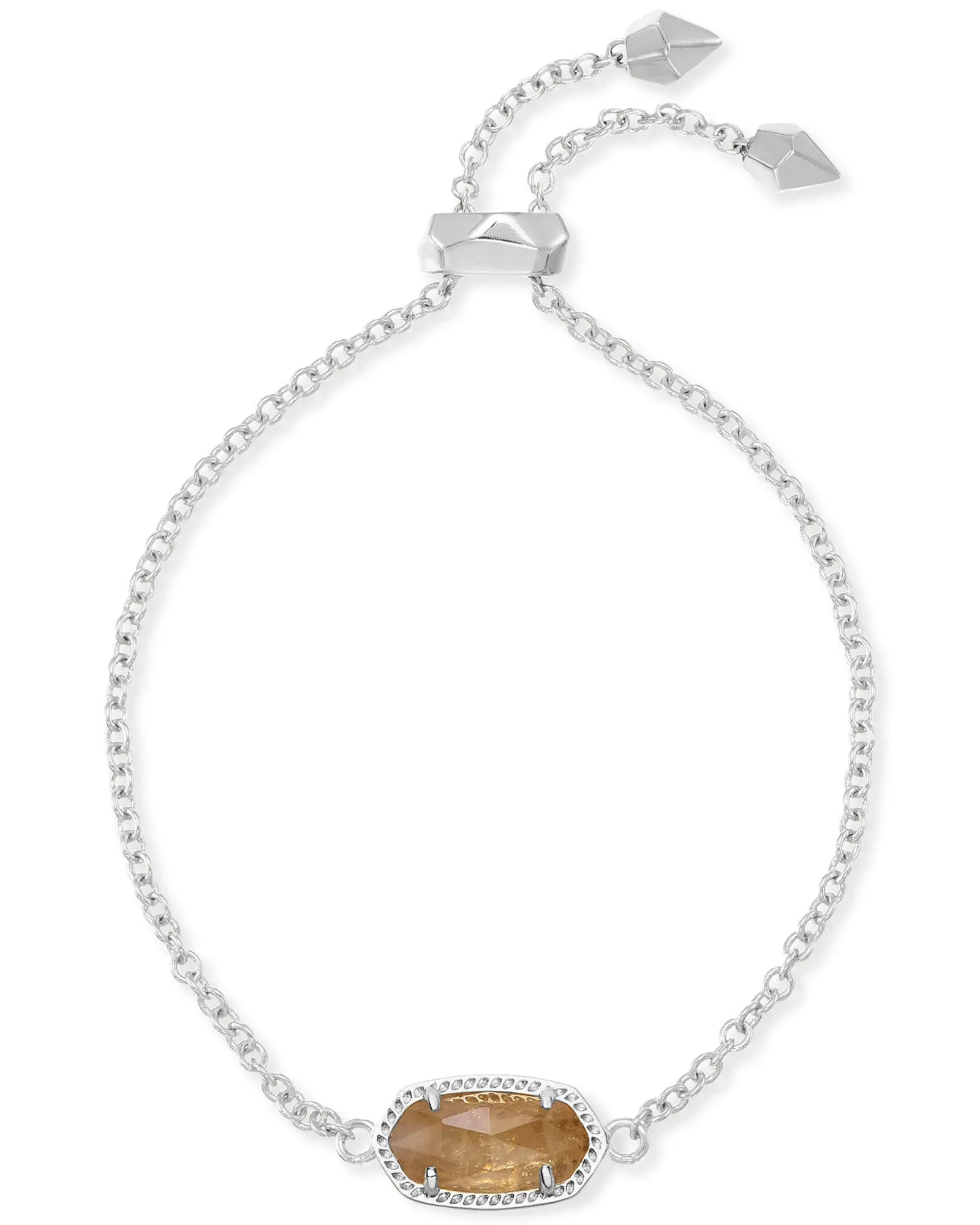 Kendra Scott Elaina Silver Adjustable Chain Bracelet, Citrine Gemstone, Adults, No Warning Applicable, November Style, 4217717614, Gemstone Accent