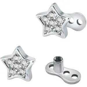 14g Cubic Zirconia Dermal Anchor Tops and Base Surgical Steel Microdermals Body Piercings