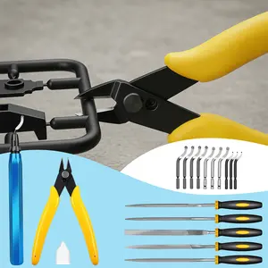 [17pcs] 3D Print Deburring Tool Kit, Needle File, Metal Handle Deburring Tool for Metal, 3D Plastic Pipes Tube Hole with Extra 10pcs Multiuse Blades Removing