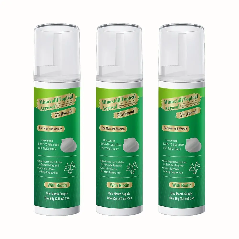 5% Topical Minoxidil Foam, 3 Counts/set Hair Strengthening Foam, Hair Care & Styling Product for Men & Women