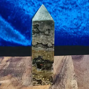 3.5" Rare Orbicular Ocean Jasper Tower - Natural Crystal Point with Druzy Pockets, Ideal for Cancer, Gemini, Virgo, Pisces, Joy, Stress Relief & Recovery