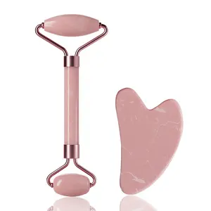 Gua Sha & Roller Facial Tools Face Roller and Gua Sha Set for Puffiness and Redness Reducing Skin Care Routine, Self Care Gift for Men Women - Pink