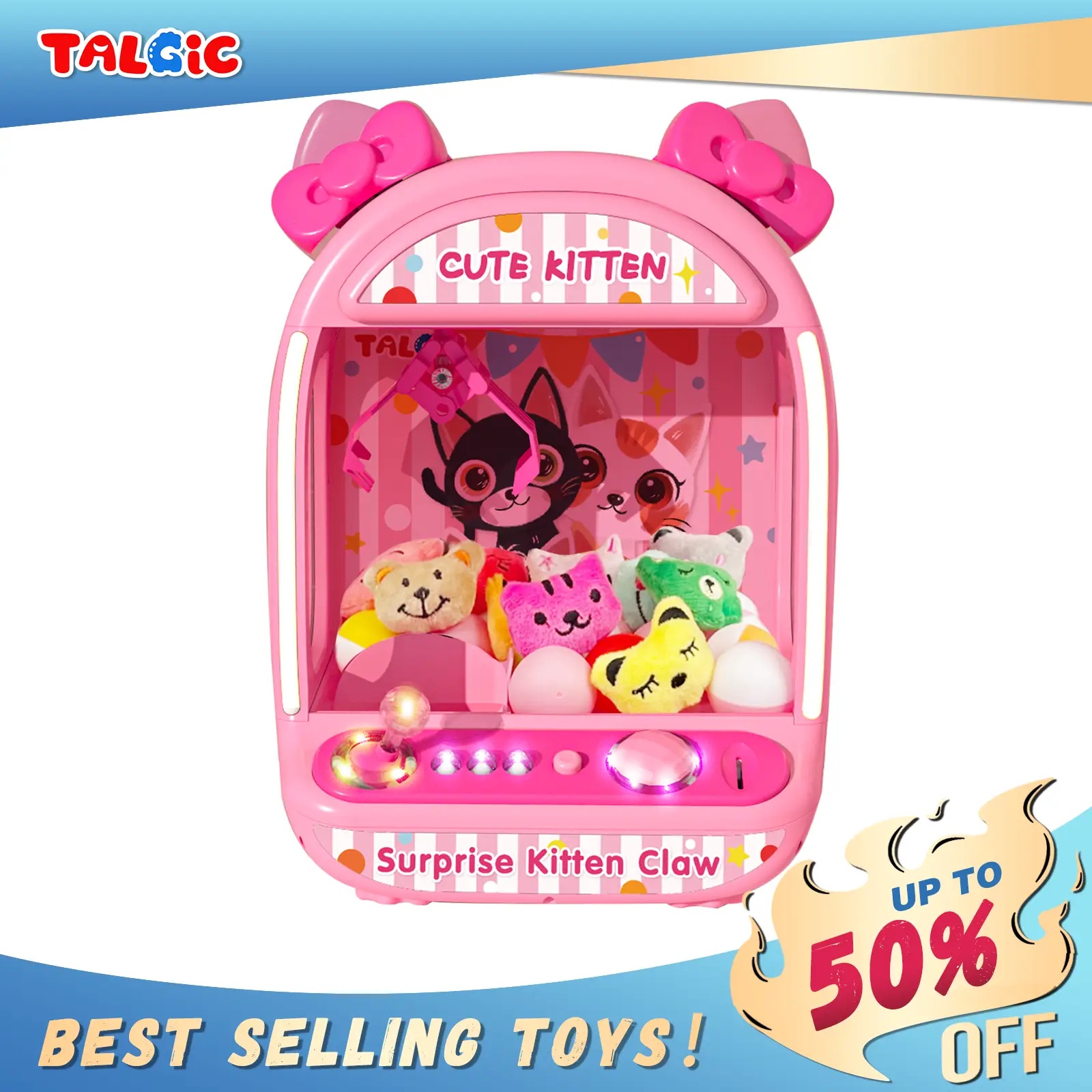 Claw Machine for Kids, Mini Vending Machine Girls Unicorn Toys, Candy Grabber Prize Dispenser with Sound & 20 Mini Plush Toys, Electronic Arcade Game