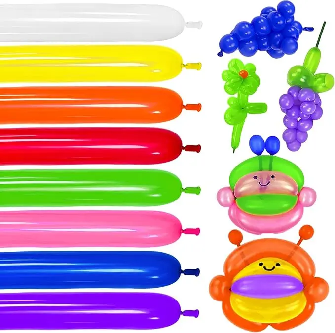 AsBalloon 50Pcs Mixed Rainbow Matte Long Twisting Magic Latex Balloons High Elastic Stretchable Not Easy To Burst For Kids Birthday Carnival Wedding DIY Animal Flower Craft Decor TwistingMagicBalloons DIYBalloonCraft KidsPartySupplies