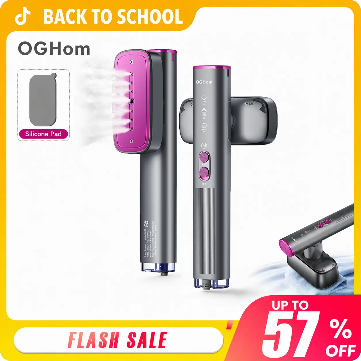 【BackToSchool】OGHom Garment Steamer for Clothes, 2-in-1 Portable Steamer & Iron, Dual Voltage 110-240V, Large 120mL Water Tank, Powerful Steam, 30s Fast Heat Up, Perfect for Europe & Worldwide Travel, TravelEssentials, TravelHack, backtoschool