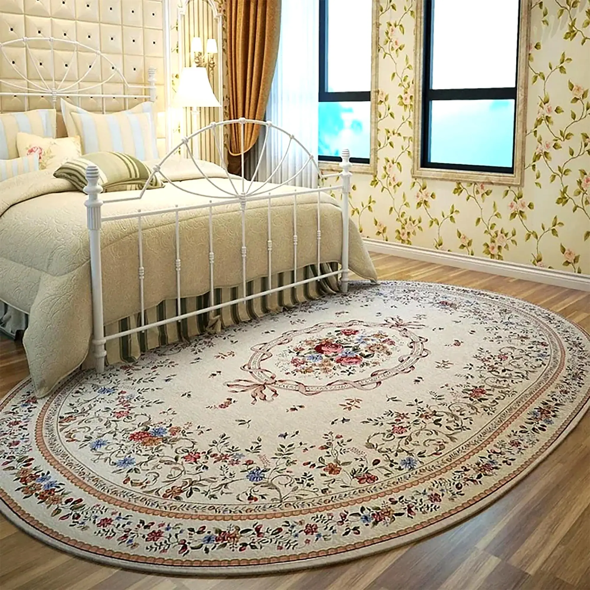 Floral Pattern Vintage Area Rug, 1 Count Non-slip Soft Foldable Floor Mat, Decorative Carpet for Home Living Room Bedroom Hotel Dormitory, Bohemian Style Rugs, Floral Print Rug, Vintage Boho Rug, Flower Pattern Rugs