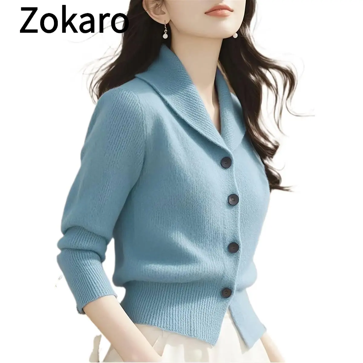 Elegant Women's Cardigan - Cozy Stand Collar Sweater for Autumn/Winter |   Versatile Casual Outfit, Perfect for Streetwear, Trendy TikTok Fashion, and Formal Occasions