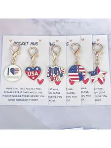 5pcs/10pcs Flag Patriot Independence Day Keychain - Pocket Hug Style - Suitable for backpacks and accessories, Patriot themed keychain - Perfect gift for patriots, caring party gifts, July 4 adult party, Independence Day gifts