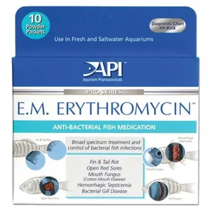 212 MAIN E.M. Erythromycin Powder - 10-Pack, 55P, Bacterial Cure, Fish Treatment, Disease Control, Freshwater-Safe Powder for Aquatic Use