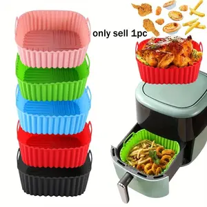 Reusable Silicone Air Fryer Liners, 8 Inch Square for 4-7 Qt Air Fryers, Oven & Microwave Safe, Easy Cleaning, Non-Stick, Healthy Cooking
