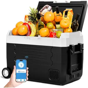 12V Car Refrigerator 59QT(56L) Car Fridge with App Portable Freezer Electric Cooler with Wheels 12/24V DC 110-240 Volt AC for Truck Van RV Camper SUV Travel Camping Road Trips Tailgating -13 ℉ ~68 ℉