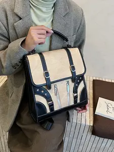 Large Capacity Fashion Backpack, Korean Style Versatile Travel Bag, High-End Unique Bookbag, Stylish Dual Shoulder Design, Trendy Backpack