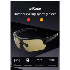 3-in-1 Interchangeable Sports Glasses - Matte Black| 3 Lenses (Clear/Tinted/Photochromic)| Prescription Ready| Windproof UV400| for Cycling Running Driving
