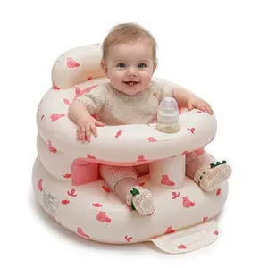 Upgrade Inflatable Baby Floor Seat with Built-in Air Pump, Surround Bumbo Design & Tray, 3-36 Months Baby Chair for Learning to Sit & Feeding, Load-Capable for Camping