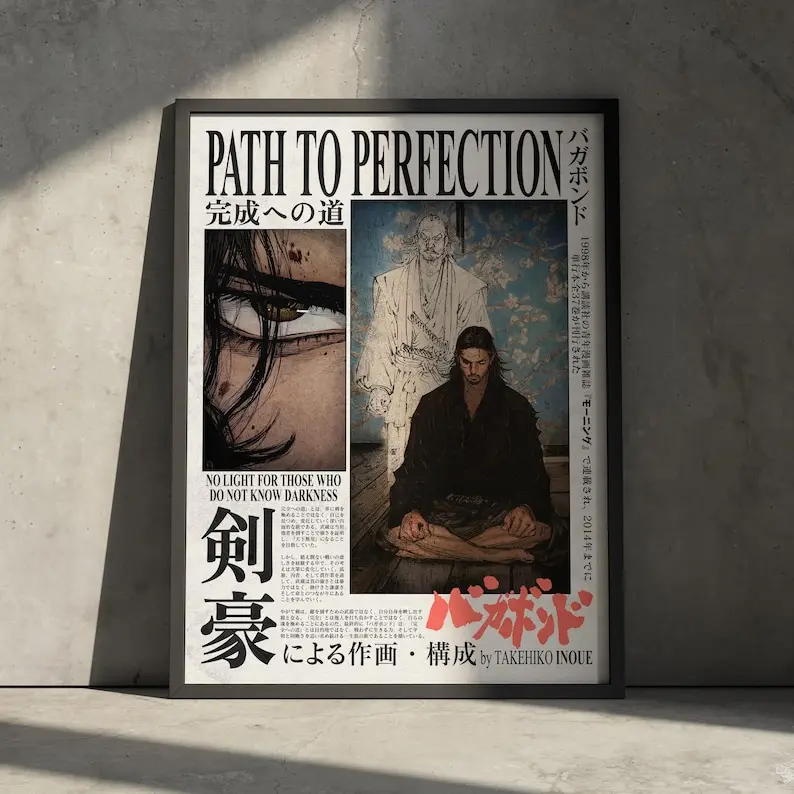 Vagabond Anime Manga Poster Unframed, Musashi Miyamoto Art Poster Unframed Home Decor, Samurai Warrior Retro Minimalist Japanese Aesthetic Gift for Anime Fan