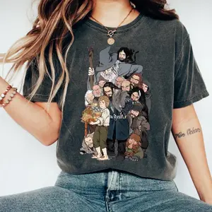 LOTR The Hobbit Characters Cartoon Art Vintage Shirt, Lord Of The Rings Vintage Shirt Top Cotton Menswear Womenswear Unisex PM3YO