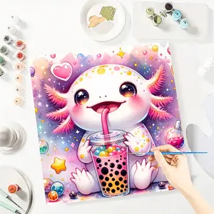 Axolotl Paint by Numbers for Adult,Paint by Number Kit for Beginners,DIY Acrylic Paint Canvas Painting Kits Art ,Home Wall Decor Gift for Her, 20x20 inch(Without Frame)