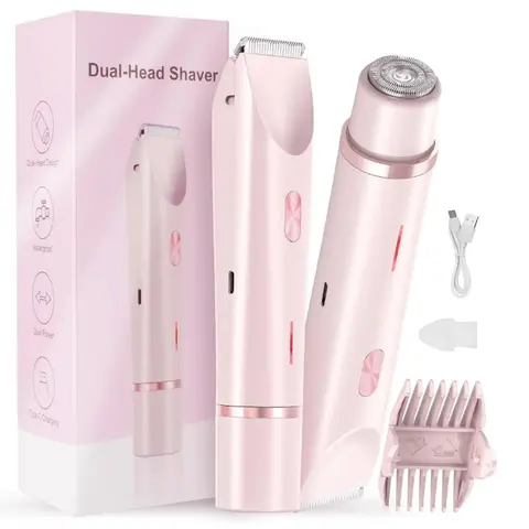 Women's 2-in-1 Bikini Trimmer & Epilator, Multifunctional Hair Trimmer for Painless Intimate Proactive Hair Removal, Rechargeable IPX7 Waterproof Body Groomer with Dual Heads for Bikini Line Routine, Christmas & Holidays Gift