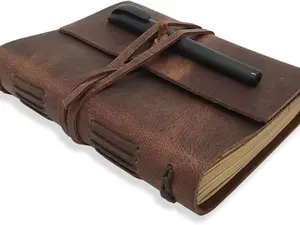 Genuine Leather Journal Notebook 5x7 | Handmade Rustic Writing Journal, 240 Lined Pages Daily Notebook for Men & Women