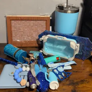 Savings Box Set with Blue Glitter Accessories and Storage Case for Organized Savings