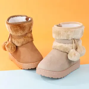 Girls Boys Pink Black,Beige Snow Boots Kids Warm Winter Boots Toddler Plush Booties Fur Lined Non-Slip New Year Holiday Outdoor Play Shoes (Toddler/Little Kid/Big Kid)