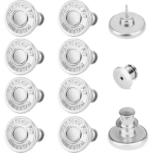 Jean Button Pins for Loose Jeans, 8 Sets of 17mm Pants Button Pins for Loose Jeans,Buttons for Clothes,Adjustable Button for Jeans, Metal Buckle Fasteners ( 8 count)