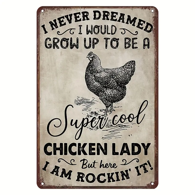 Retro Metal Tin Sign - Funny Chicken Lady Country Wall Art, Home Decor Products for Farm Barn, Home Interior Decoration (2025 Fashion)