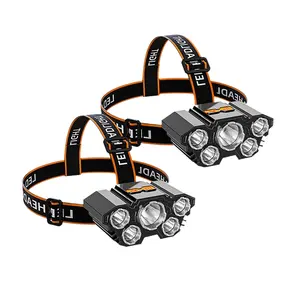 2 Rechargeable Fashionable High Powered LED Headlamps with 5 Bright and Powerful LEDs Each, Perfect for Camping, Fishing, Work, Exploration, and Emergency Lighting waterproof head light