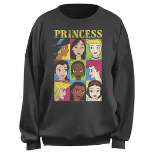 Junior's Disney Distressed Grid Close-Up Poster Sweatshirt