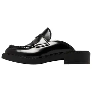 PRADA Leather Comfortable Unisex Slip-On Loafers in Black Trending Shoes, House White Official Shoes to Get / Maison Mihara Verifiable, with credentials and supporting global authentication