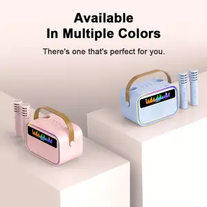 Portable Bluetooth Karaoke Machine with 2 Wireless Microphones, LED Party Lights, Supports USB/TF/AUX, Ideal for Adults & Kids, Home & Outdoor Parties, Blue,cozyvibes Colorful Multifunction bluetooth speaker Remote Durable speaker bluetooth subwoofers