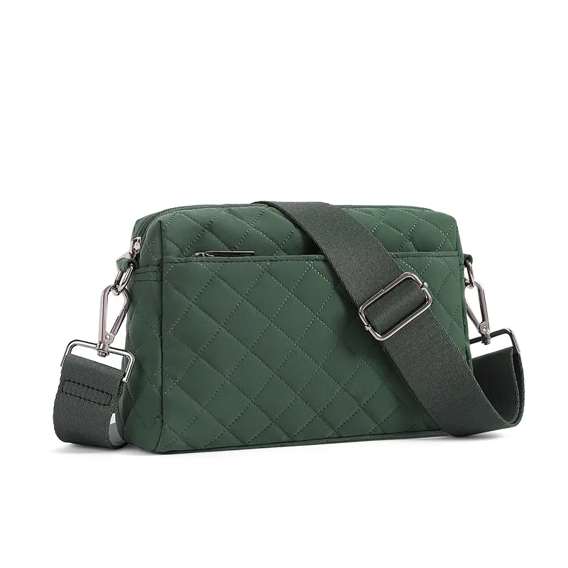 WESTBRONCO Women's Stylish Quilted Plaid Crossbody Bag - 0.62lb Nylon Lightweight, Adjustable Strap, Aesthetic, Casual Everyday Purse, Holiday Gift for Mom, Fashionable Small Crossbody & Shoulder Bag, Stylish Crossbody Bags, Fashionable Crossbody Bag