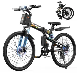 【FLYRUN】Foldable 750W peak powerful motor electric bicycle, fast charging in 4–6 hours, up to 50 miles range, top speed 20 MPH, dual disc brakes, dual shock absorbers, triple suspension system, four riding modes for all terrains, UL certified