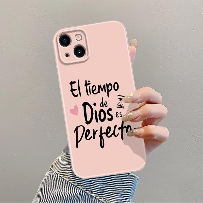 God's Timing Is Perfect Spanish Quote Phone Case for iPhone 17 Pro Max 16 15 Plus 14 13 12 Series Full Camera Lens Protection Shockproof Drop Resistant Durable Bible Inspired Verse Suitable for All People.Religions.Faiths anti-fall mobile phone case