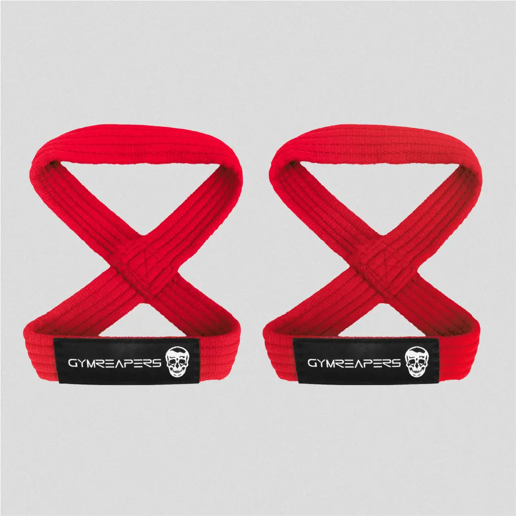 Red Figure 8 Lifting Straps by GYMREAPERS for Strongman, Powerlifting and Cross-Training Red Figure 8 Lifting Straps by GYMREAPERS for Strongman, Powerlifting and Cross-Training