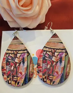 Haitian Tamboo Teardrop Earrings – Cultural Drum Art Statement Jewelry