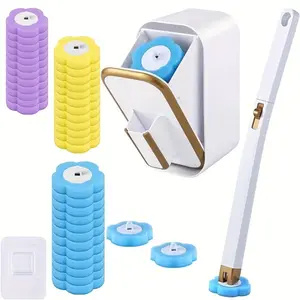 Wall-Mounted Toilet Brush Set, Long-Lasting Powerful Scrubbing, No Dead Angle Cleaning, Worry-Free Replacement with 36 Replacement Heads, No Drilling Installation, Wall-Mounted Storage, Home Bathroom Cleaning Tool